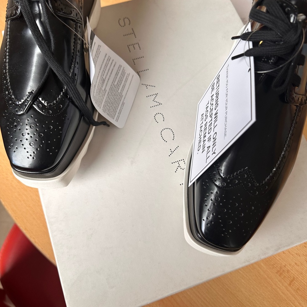 ❌SOLD❌NIB- STELLA McCARTNEY  faux leather Elyse Dane platform  brogue shoes 40 - Picture 12 of 15